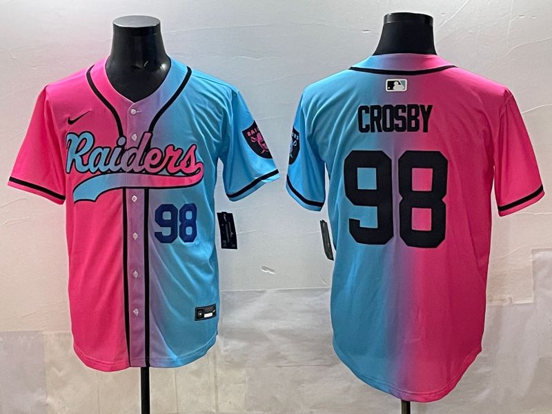 Men 2025 Oakland Raiders #98 Crosby Blue pink Nike Limited NFL Jersey style 002